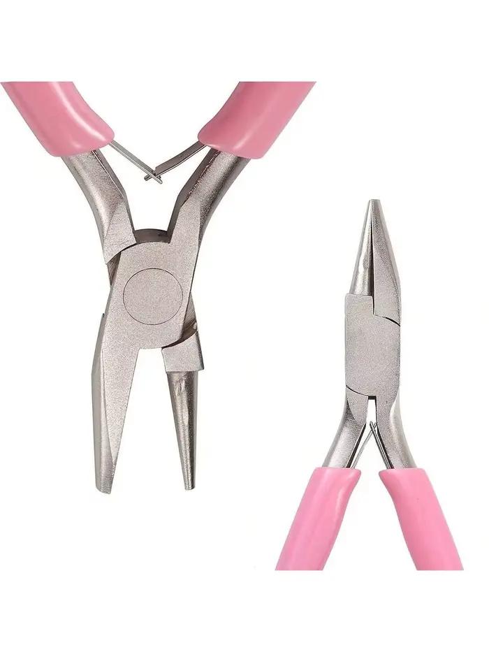 Pinces et bagues à bijoux roses, production et réparation de divers accessoires de bijoux, outils essentiels pour usage domestique, 2/1 pièces