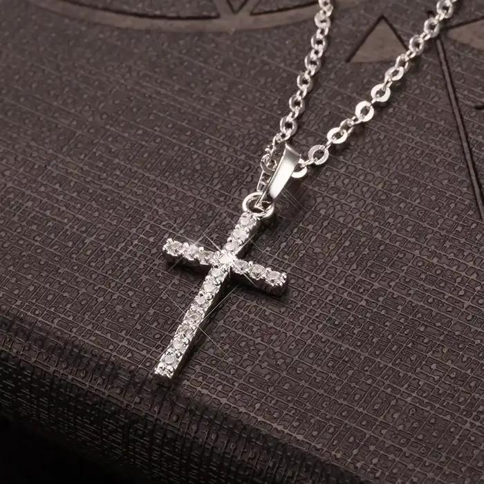 LATS-Collier pendentif croix de Jésus en cristal pour hommes et femmes, bijoux de document en or, mode féminine, livraison directe, vente en gros