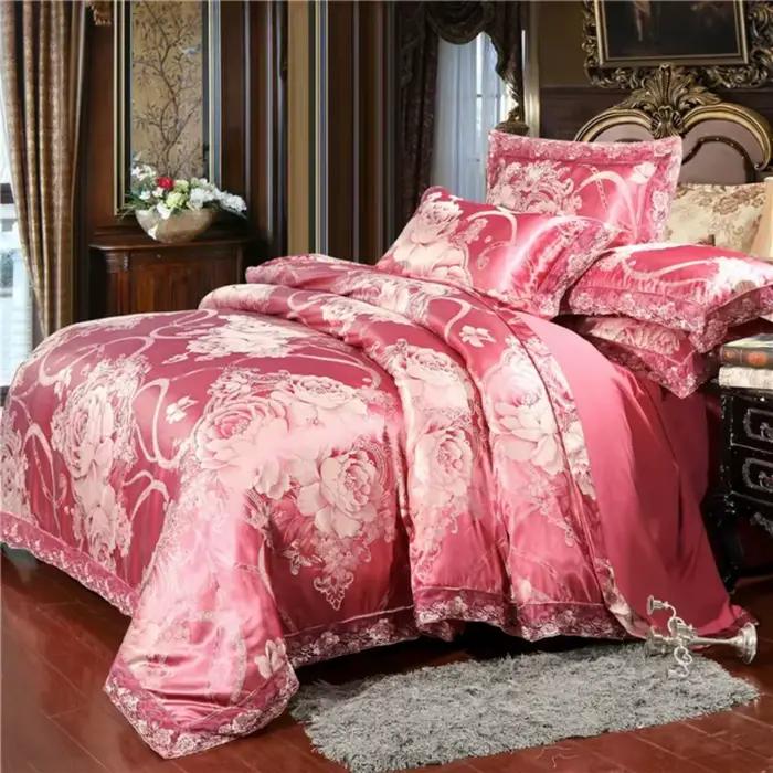 Ensemble de housse de couette dorée de luxe, ensemble de literie nordique en Satin Jacquard, ensemble de housse de couette Double Queen King pour la maison et la décoration