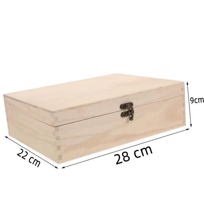 Boîte de rangement en bois à 2 niveaux, boîte à bijoux rectangulaire en bois massif, organisateur de bureau, boîte à cadeaux artisanale avec serrure, étui à bijoux