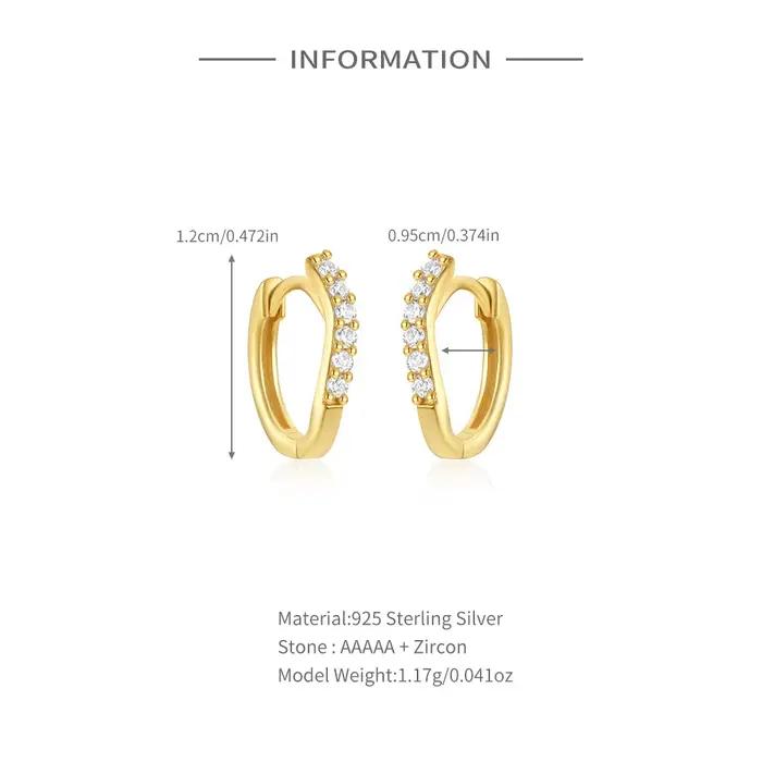ROGHTS-Boucles d'oreilles en argent regardé 925 pour femme, vague irrégulière, micro incrusté, cercle, 03/Wear, 18K, structure d'oreille, bijoux de fête