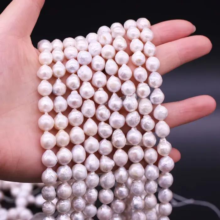 Perles de perles nucléées d'eau douce naturelles pour la fabrication de bijoux de bracelets de collier à faire soi-même perles de culture Keshi de 9 à 10mm en gros