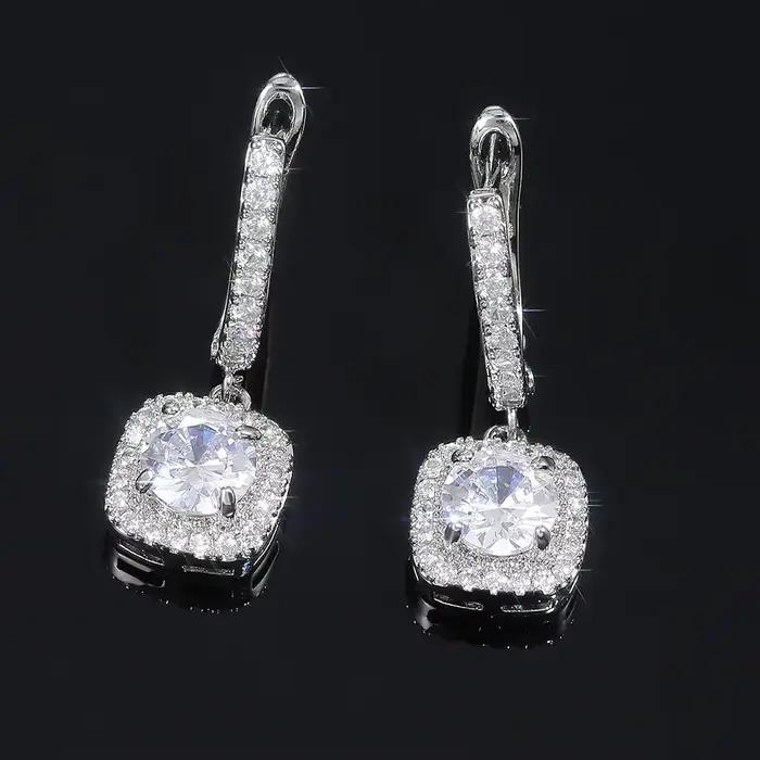 Boucles d'oreilles carrées pour femmes, zircone cubique AAA, goutte d'eau, en argent Sterling 925, bijoux de tempérament de mariage