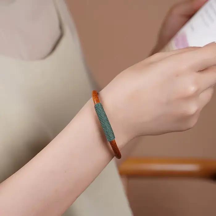 Bracelet de Style National tibétain tissé à la main pour hommes et femmes, corde en cuir de vache Simple, Couple, Vintage, ornement charmant