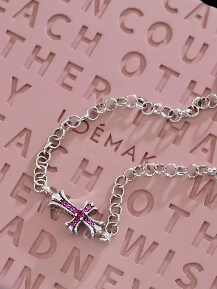 Bracelet croix serti de diamants de style rétro hip-hop pour femmes, personnalisé, tendance, de niche, simple, polyvalent, bijoux de couple à la mode