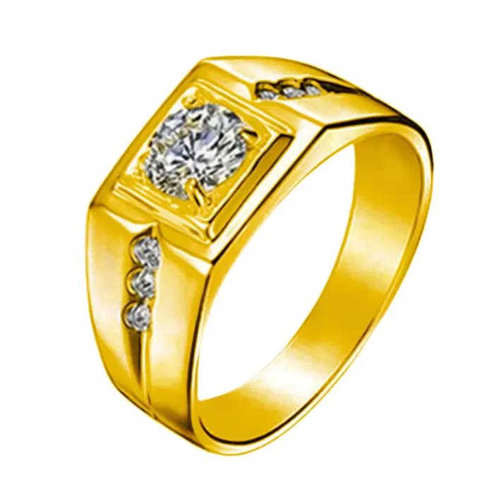 Bague de luxe en argent sterling 925 incrusté de cristal de zircon pour hommes, plaqué or 18 carats, bijoux de fiançailles, cadeau