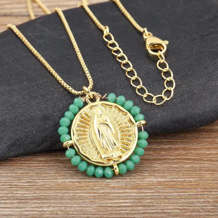 Nidin-Collier pendentif vintage pour hommes et femmes, perles pavées de portrait, nouveaux instituts ChimRound, Joaillerie, 03, fête, beaux cadeaux