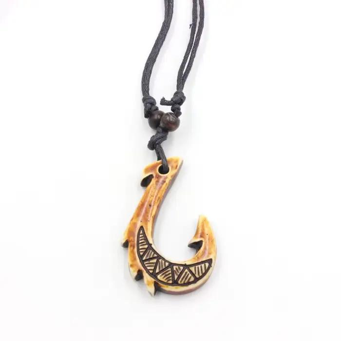 Collier d'hameçon Maori de nouvelle-zélande, pendentif d'hameçon pour homme, ras du cou, bijoux rétro, Imitation polynésienne, Maui, amulette
