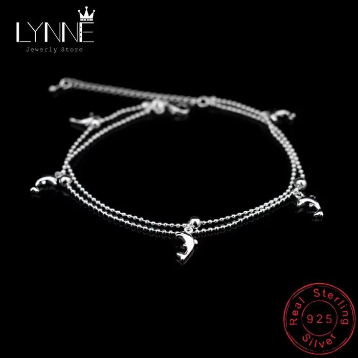 Nouvelle mode dauphin pendentif petite boule ronde perle Bracelet de cheville 925 en argent Sterling dauphin chaîne de cheville pour les femmes bijoux cadeau