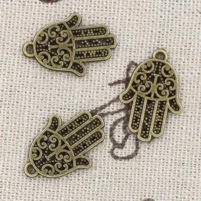 15 pièces breloques Hamsa main Fatima paume 21x14mm Antique faisant pendentif ajustement, couleur argent Bronze tibétain Vintage, bricolage bijoux faits à la main