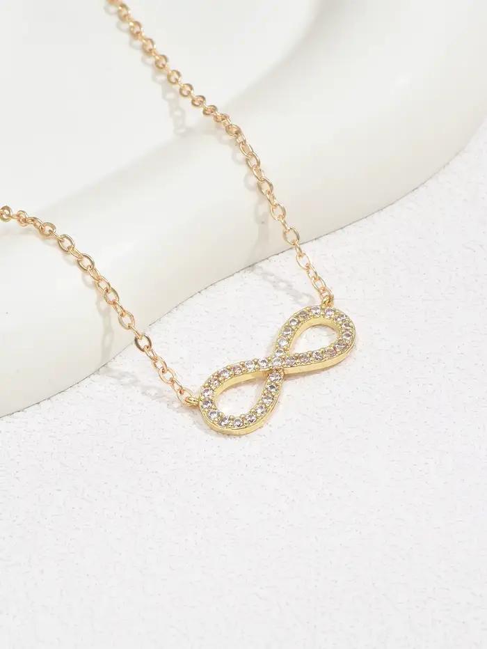 Collier avec pendentif infini en acier inoxydable pour femmes, Simple, classique, porte-bonheur, Zircon, Love You Forever, bijoux, cadeau d'anniversaire