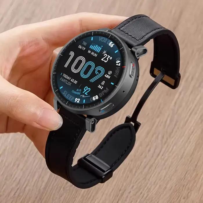 Bracelet Correa de 22mm pour Amazfit Active Max, en Silicone et cuir, sangle magnétique pour montre Amazfit Active Max