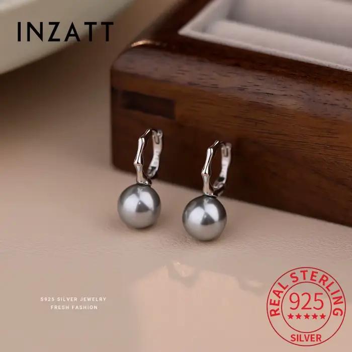 INZATT réel 925 en argent Sterling perle bambou Joint boucles d'oreilles pour les femmes Hiphop bijoux fins accessoires minimalistes