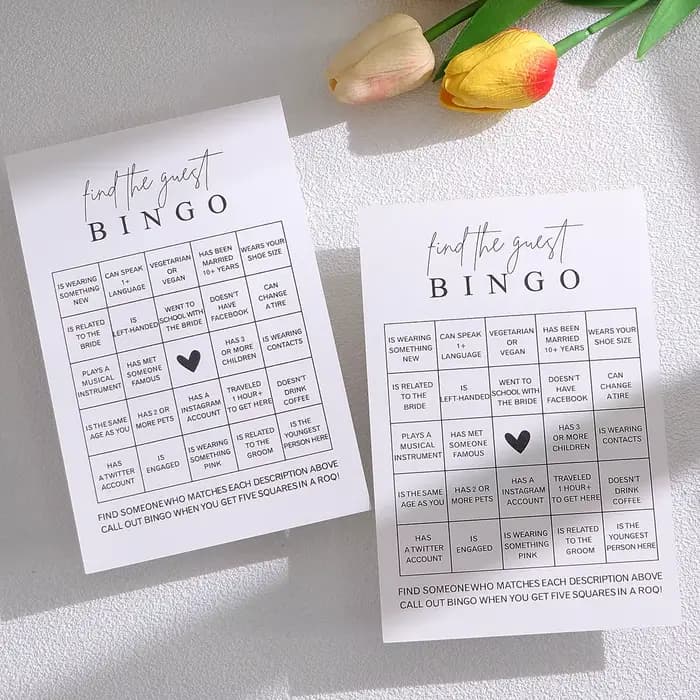 Jeu de bingo Find Your Guest, 10/20 pièces, 10 cartes, activité amusante, douche de patients, décorations de mariage, réentendre