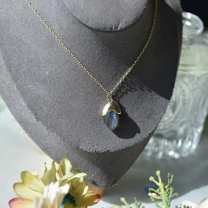 ITSMOS gland cristal naturel pendentif collier Amazonite/labradorite plaqué or rhombique Simple collier bijoux pour femmes cadeau