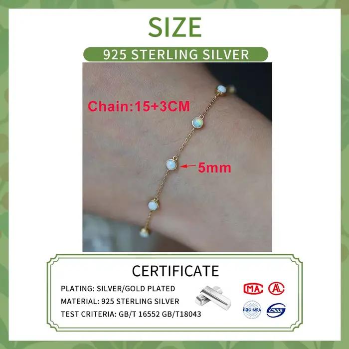 SOFTPIG-Bracelet en argent regardé 925 véritable pour femme, opale ronde, or 18 carats, bijoux de fête, cadeau exquis, mode