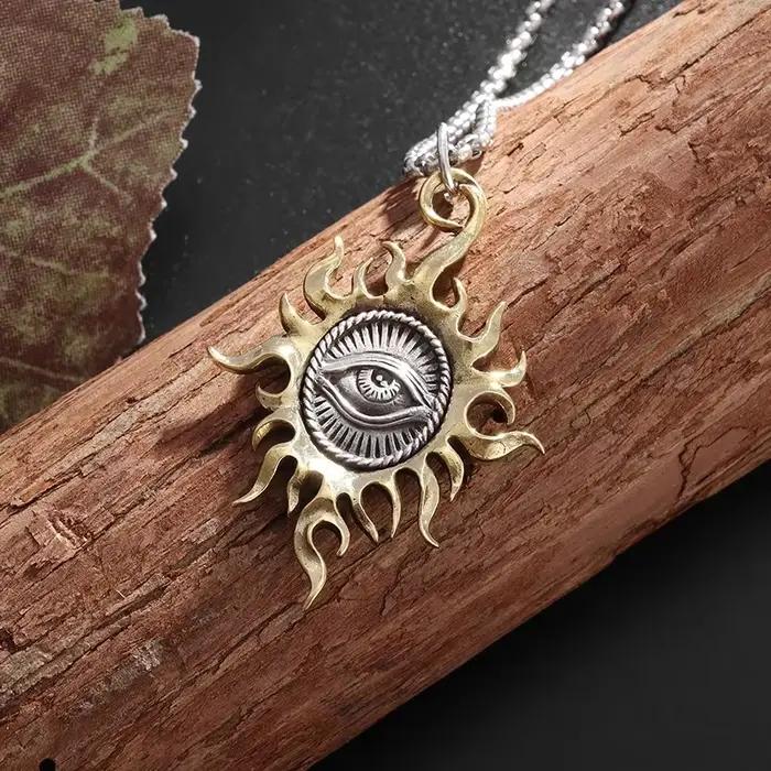 Pendentif Vintage œil de soleil de dieu, collier œil qui voit tout, amulette religieuse pour hommes et femmes, bijoux