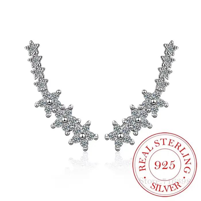 Boucles d'oreilles étoile en cristal en argent Sterling 925 pour femmes, cadeau de fête, bijoux hypoallergéniques en argent Sterling