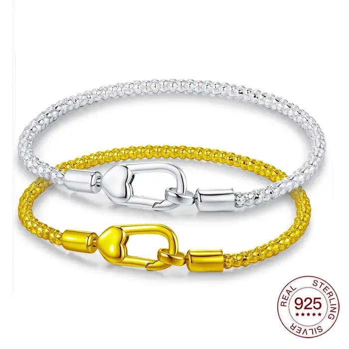 Bracelet pop-corn en argent Sterling 2025 925, fermoir à ressort, breloques originales, perles, bricolage, amateurs de bijoux, fabrication de cadeaux pour femmes