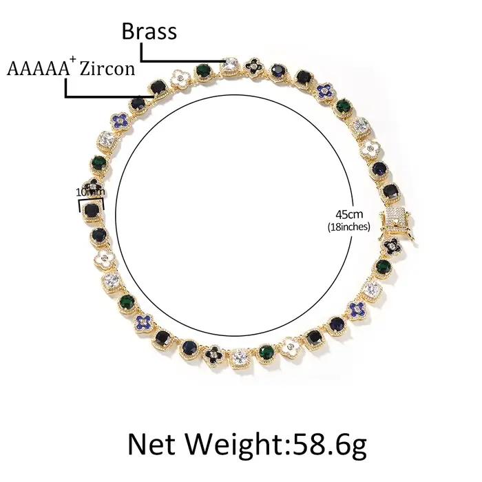 Uwin – collier carré en Zircon coloré, chaîne en émail à fleurs, entièrement glacé, Zircon cubique, ras du cou luxueux, bijoux HipHop