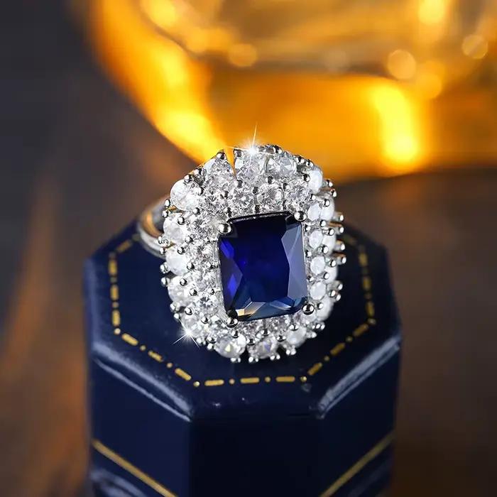 Bague en Zircon réglable pour femmes, vert/jaune/bleu scintillant, plaqué argent 925, bande ouverte, bijoux cadeaux, 2026