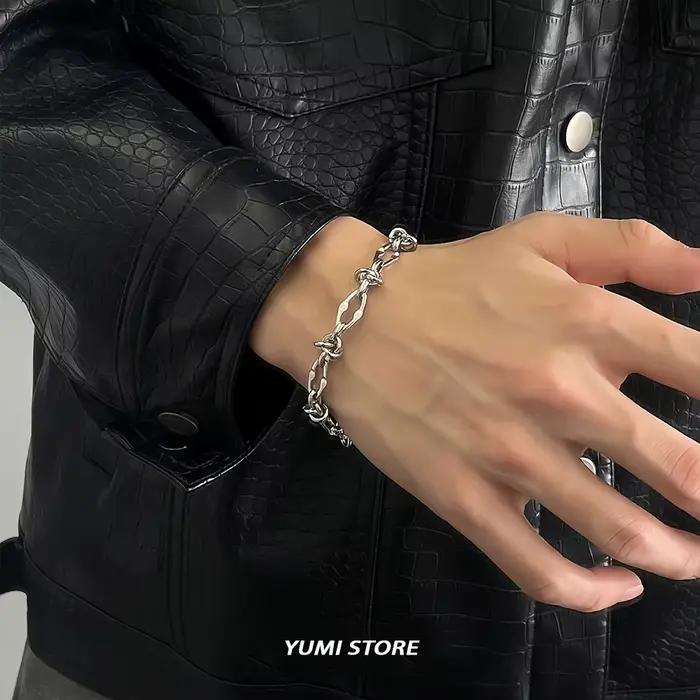 Bracelet Hip Hop à nœuds en forme d'épines pour homme et femme, en acier titane inaltérable, bracelet géométrique, bijoux de couple, nouveau cadeau punk Kpop