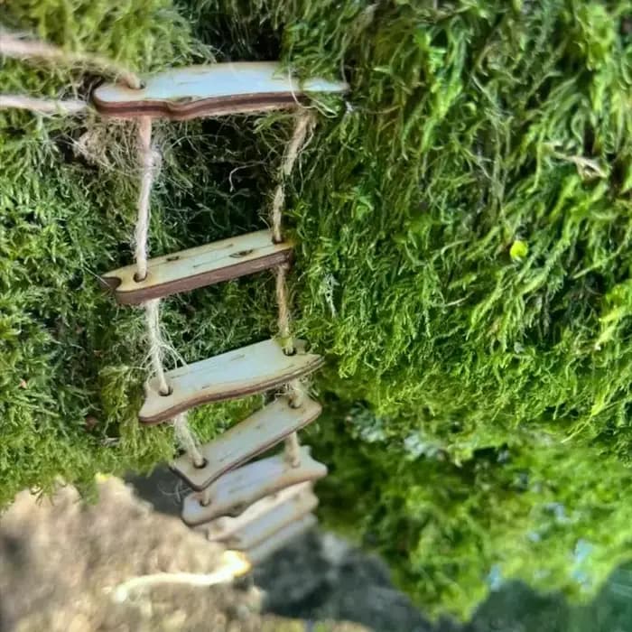 Décoration de jardin féerique miniature pour cour de maison et mini-paysage, accessoire de photographie, pont féerique en bois, échelle en corde
