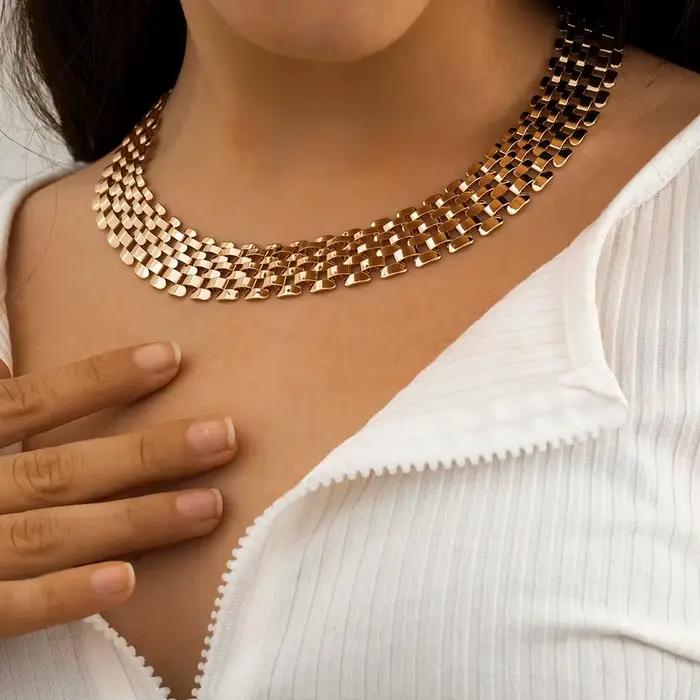 Collier cubain exagéré à chaîne épaisse pour femmes et hommes, grand ras du cou en métal et fer de haute qualité, lien Grunge, bijoux Steampunk pour hommes, nouveau