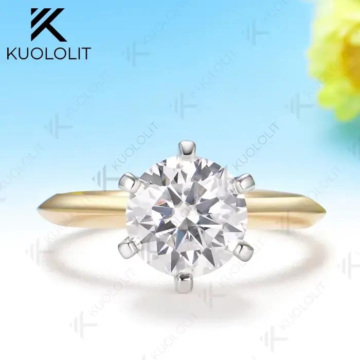 Bague Kuololit 1,5 carat en diamants de laboratoire IGI, sur mesure pour femme, en or jaune massif 14K 10K, idéale pour les cadeaux d'anniversaire, de Noël ou de fête