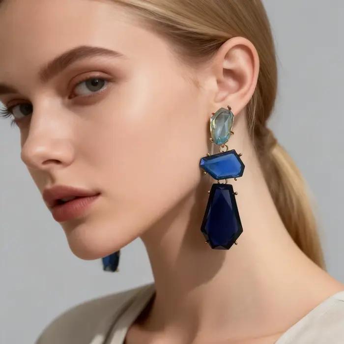 Boucles d'oreilles bohème en acrylique, boucles d'oreilles géométriques pour femmes et filles, accessoires de bijoux de fête Vintage