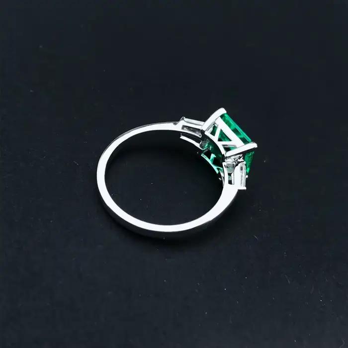 Bagues en émeraude de laboratoire créées, bijoux en pierres précieuses de Zambie pour femmes, couleur argent 925, vente en gros, cadeau de fête et de mariage