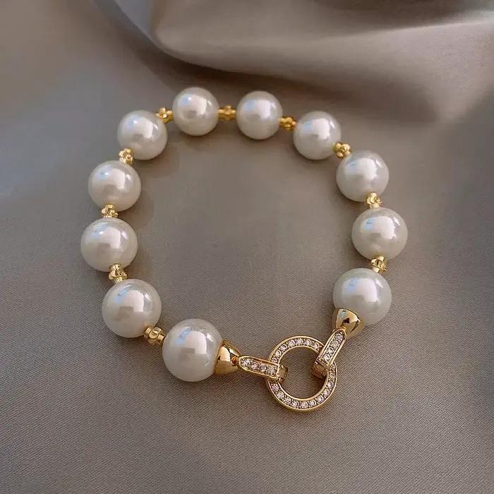 Nouveauté 2026 – Bracelet élégant en zircon et perles, style rétro et luxueux, pour femme – Bijou tendance en cristal, idéal pour les fêtes et cadeaux