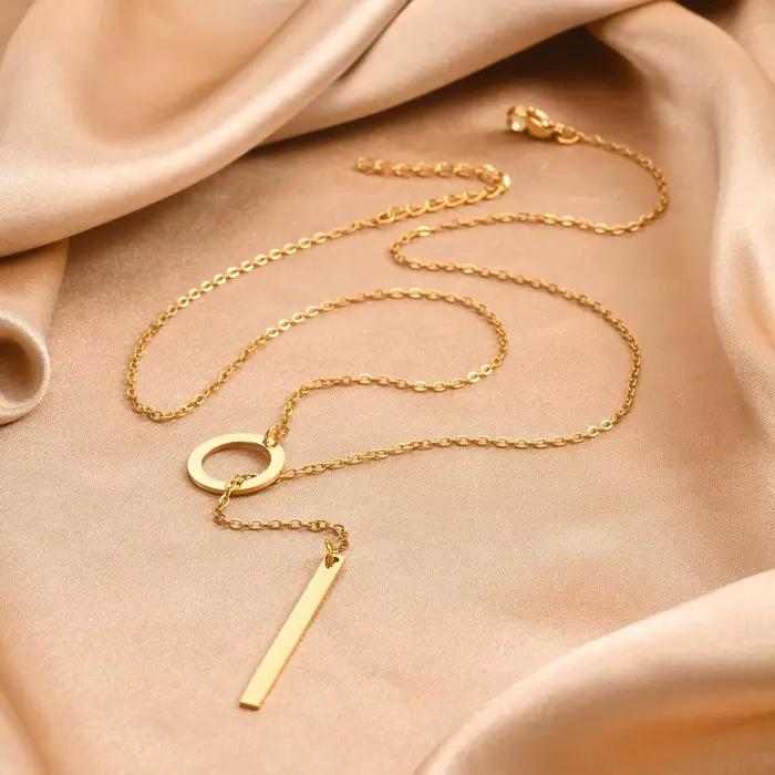 Collier lariat pour femmes, collier en acier inoxydable avec un long JOL, bijoux de fête et de mariage
