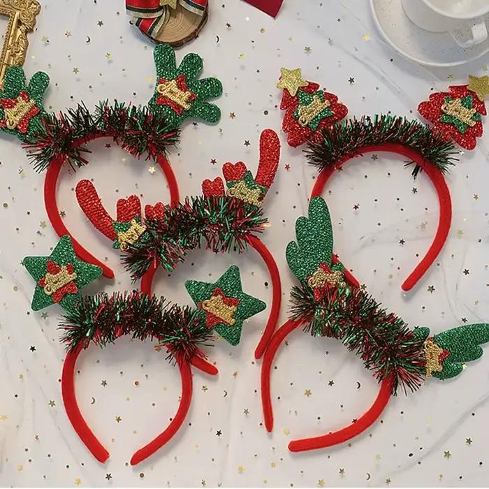 Déguir renne Santa arbre de noël bandeau de cheveux bois bandeau décoration de noël femme cerceau de cheveux bandeau de noël