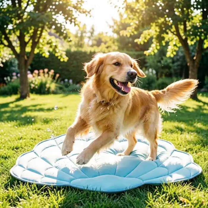 Tapis refroidissement pour animaux compagnie en forme coquille mer avec conception refroidissement à 5 couches en
