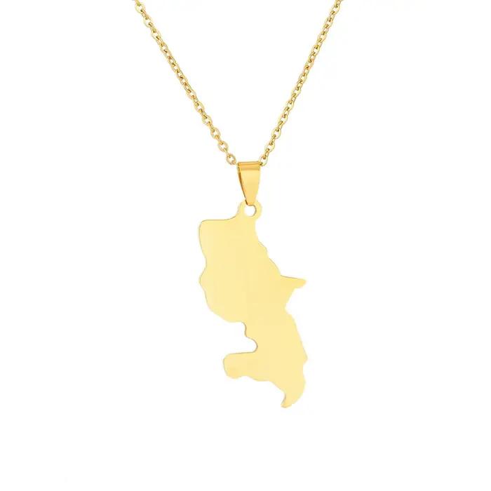 Collier pendentif carte de Martinique française, ras du cou à breloques, bijoux en acier inoxydable, cadeau pour femmes et hommes