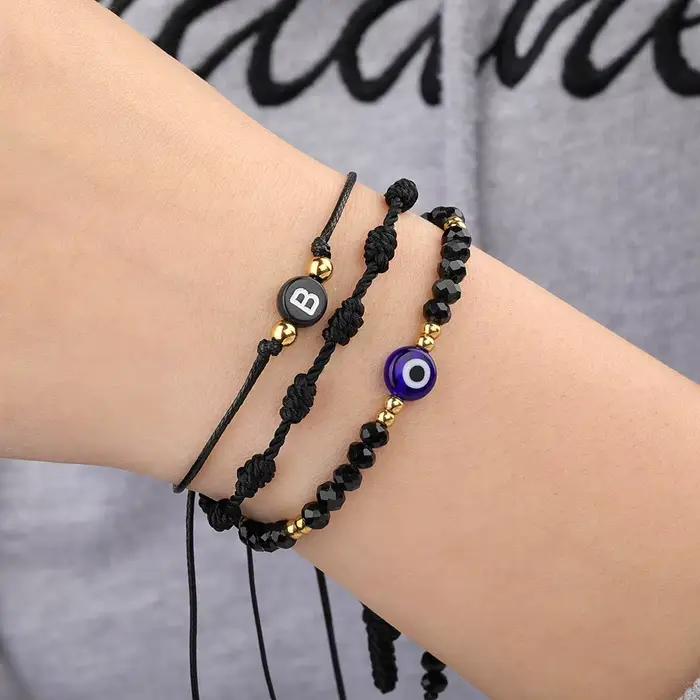 Ensembles de bracelets turcs anti-mal avec perles en résine et cristaux colorés, chaîne en corde, breloques œil porte-bonheur pour couples, bracelets pour hommes et femmes, bijoux de charme