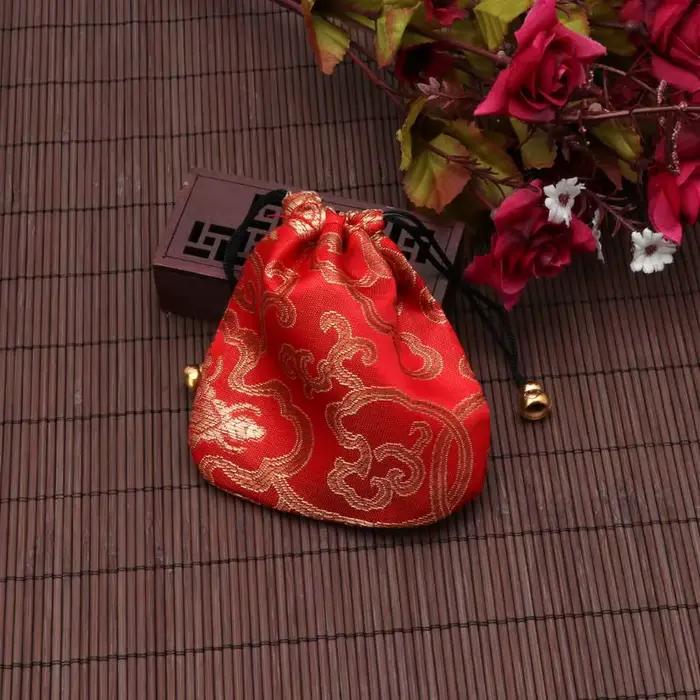 Pochette à bijoux en brocart soie, sacs cadeaux à cordon, porte-monnaie brodé, à bonbons pour cadeaux fête