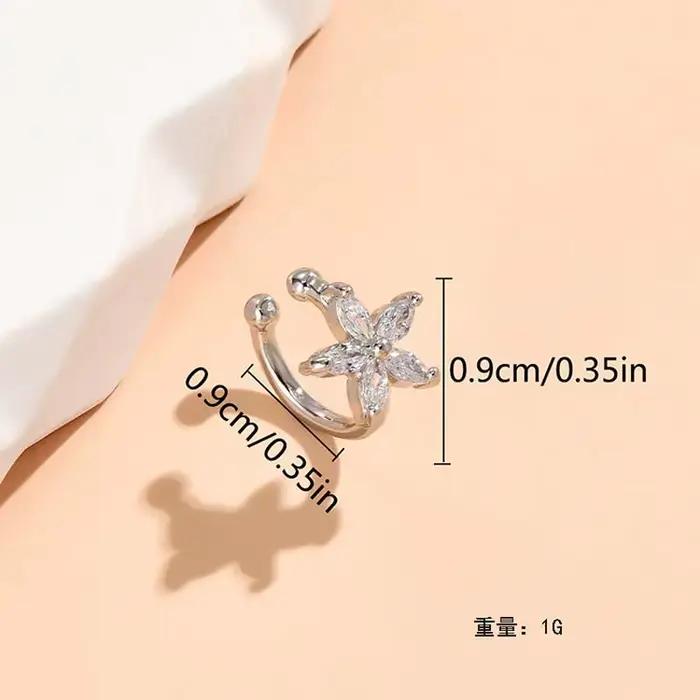 Clip d'oreille en forme de fleur en Zircon pour femmes et filles, cristal brillant de luxe, Non Piercing, boucles d'oreilles, bijoux cadeaux de mariage