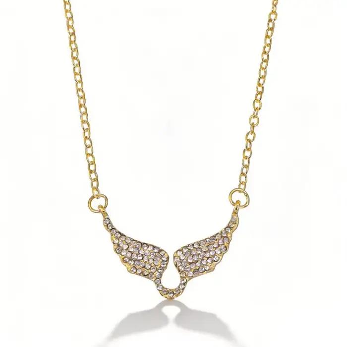 Collier Ailes d'Ange Scintillantes en Cristal, Pendentif Aile Bling, Chaîne Ras-du-Cou Tendance, Luxe Quotidien, Mariage, Ornement pour Femme, Cadeaux