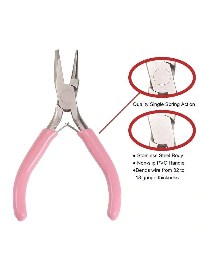 Pinces et bagues à bijoux roses, production et réparation de divers accessoires de bijoux, outils essentiels pour usage domestique, 2/1 pièces