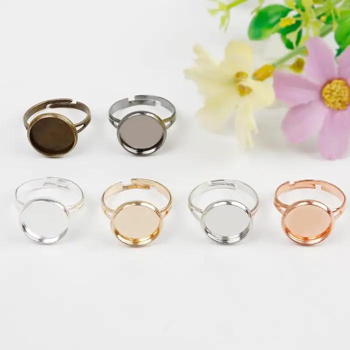 Base d'anneau vierge réglable de 12mm, 10 pièces/lot, Cabochons, réglage camée pour bricolage, résultats de bijoux, accessoires de fabrication
