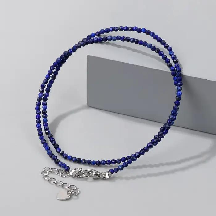 Collier de perles à facettes en pierre naturelle de 2mm, pierre de lune lapis lazuli Malachite, chaînes de perles simples à la mode pour hommes et femmes, bijoux cadeaux