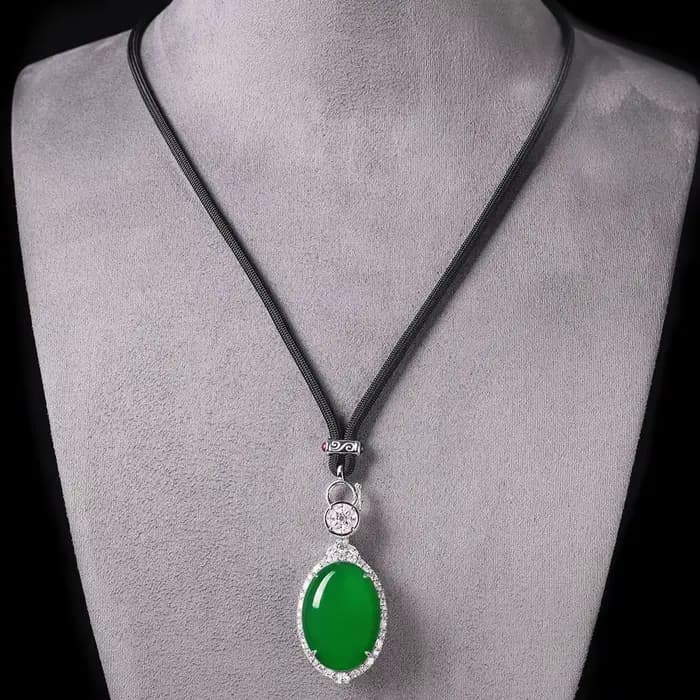WUIHA Vintage 925 argent Sterling naturel Jade laboratoire saphir haute teneur en carbone diamants pierres précieuses Cocktail pendentif collier bijoux fins