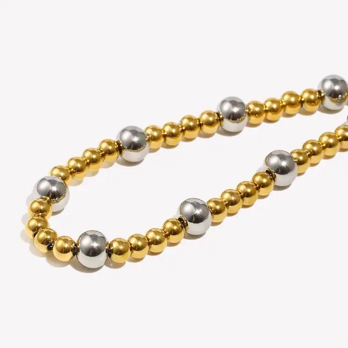 E.B.belle – Bracelet réglable en perles rondes Double couleur, plaqué or 18 carats, en acier inoxydable, bijoux à la mode pour dames et filles, quotidien