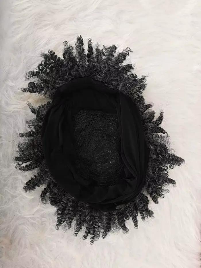 Perruque bandeau bouclée avec frange pour femme, perruque synthétique afro bouclée avec bandeau intégré