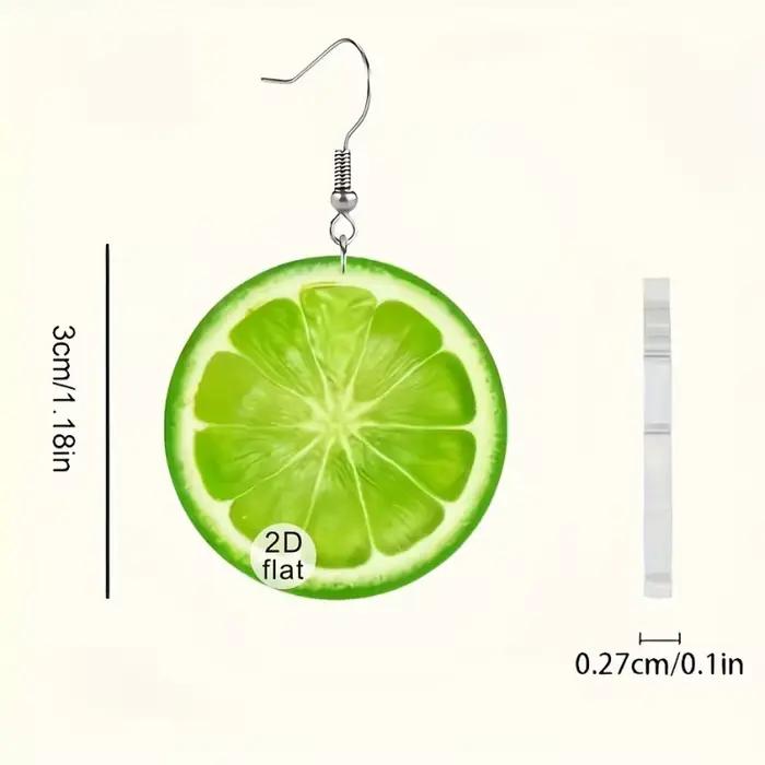 Boucles d'oreilles plates 2D en forme de citron aigre vert, Design rafraîchissant, en acrylique, à la mode, en forme de citron, bijoux cadeaux pour femmes, nouvelle collection