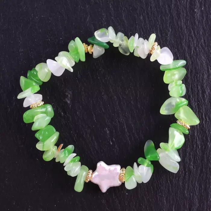 Bracelet vert fait à la main pour femmes, petit gravier frais, adapté aux cadeaux de fête d'anniversaire, nouvelle collection 2025