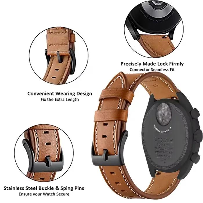 Bracelet en cuir pour Omega X Swatch Joint MoonSwatch Bracelet classique pour Bracelet de montre MoonSwatch accessoires Correa