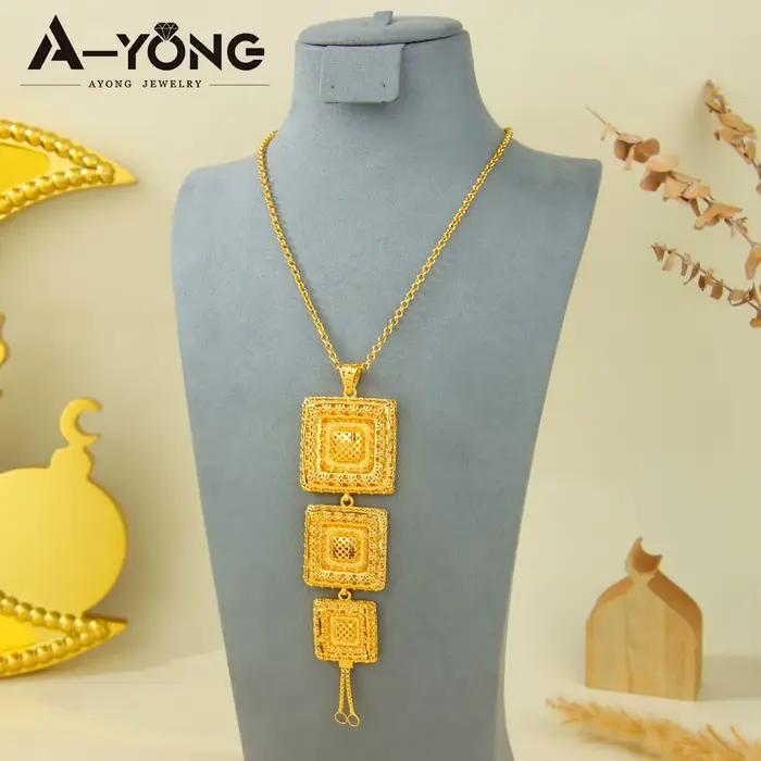 Collier pendentif massif Oman Fashion plaqué or 21 carats, grands pendentifs pour mariages nigérians, bijoux pour femmes kurdes pour événements et fêtes